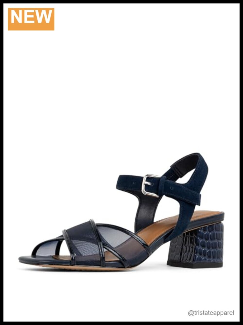 Women's Low Block Heel Slingback Sandals with Mesh Straps